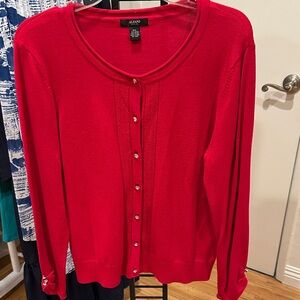 Alfani Vibrant Red Knit cardigan with sparkly buttons
